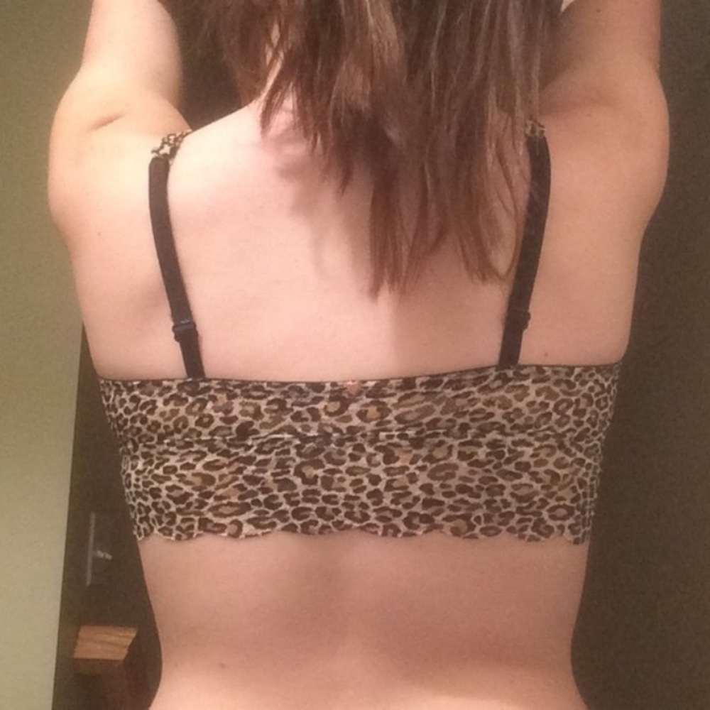 Pink Victoria’s Secret Leopard Lace Bralette Bra M Brown Black Tan - Picture 3 of 4